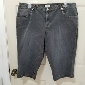 Cato Black Acid Washed Capris 22W